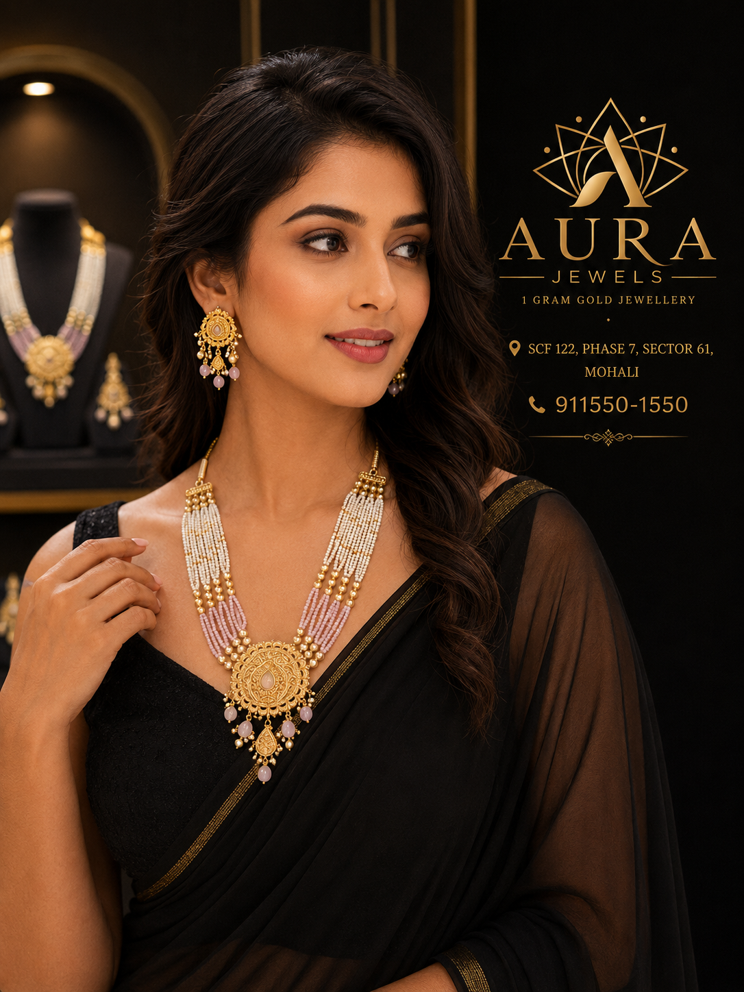 Rosé Rajwadi Pearl Necklace Set