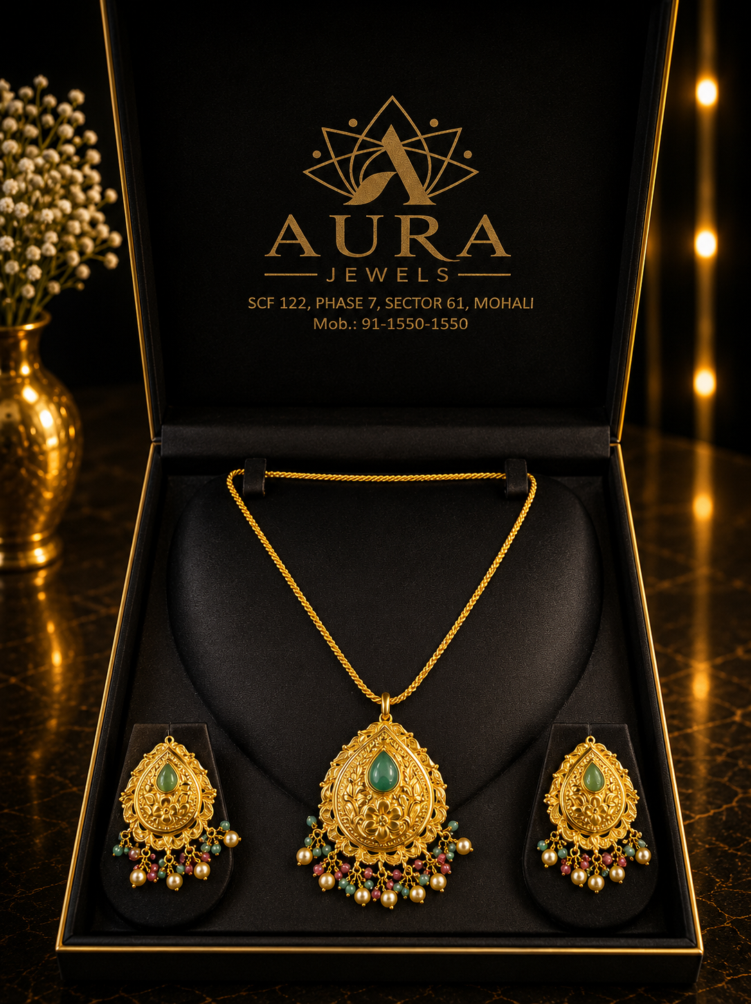 Emerald Noor Pendant Set