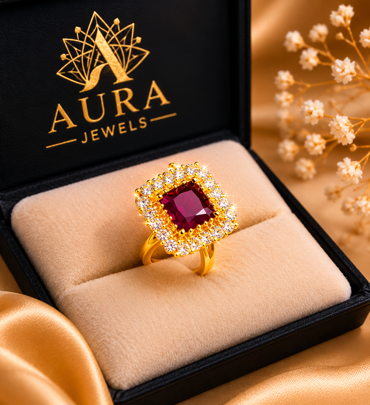 Ruby Royale Halo Ring