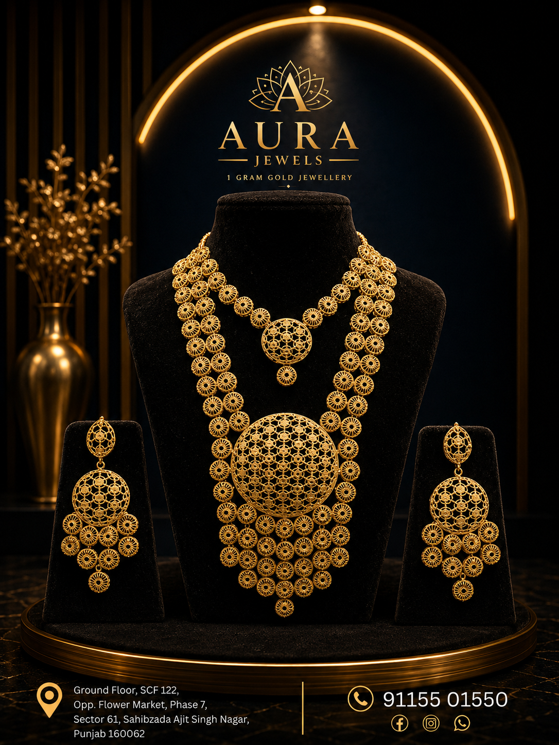 Aura Royal Filigree Gold Necklace Set